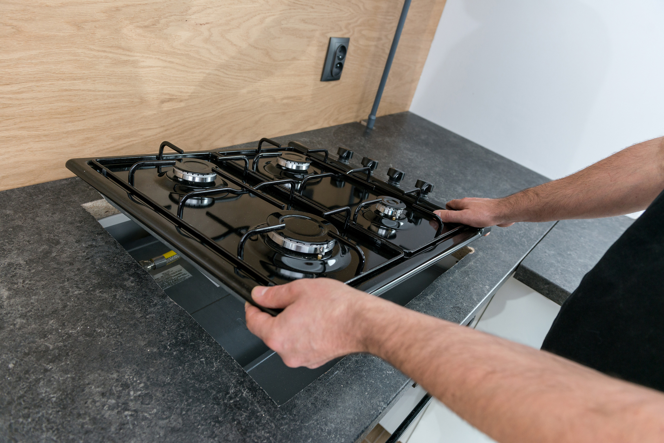 Installing gas hob in kitchen